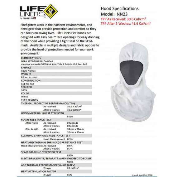 Life Liners NN23 Nomex hood | Sentinel Emergency Solutions